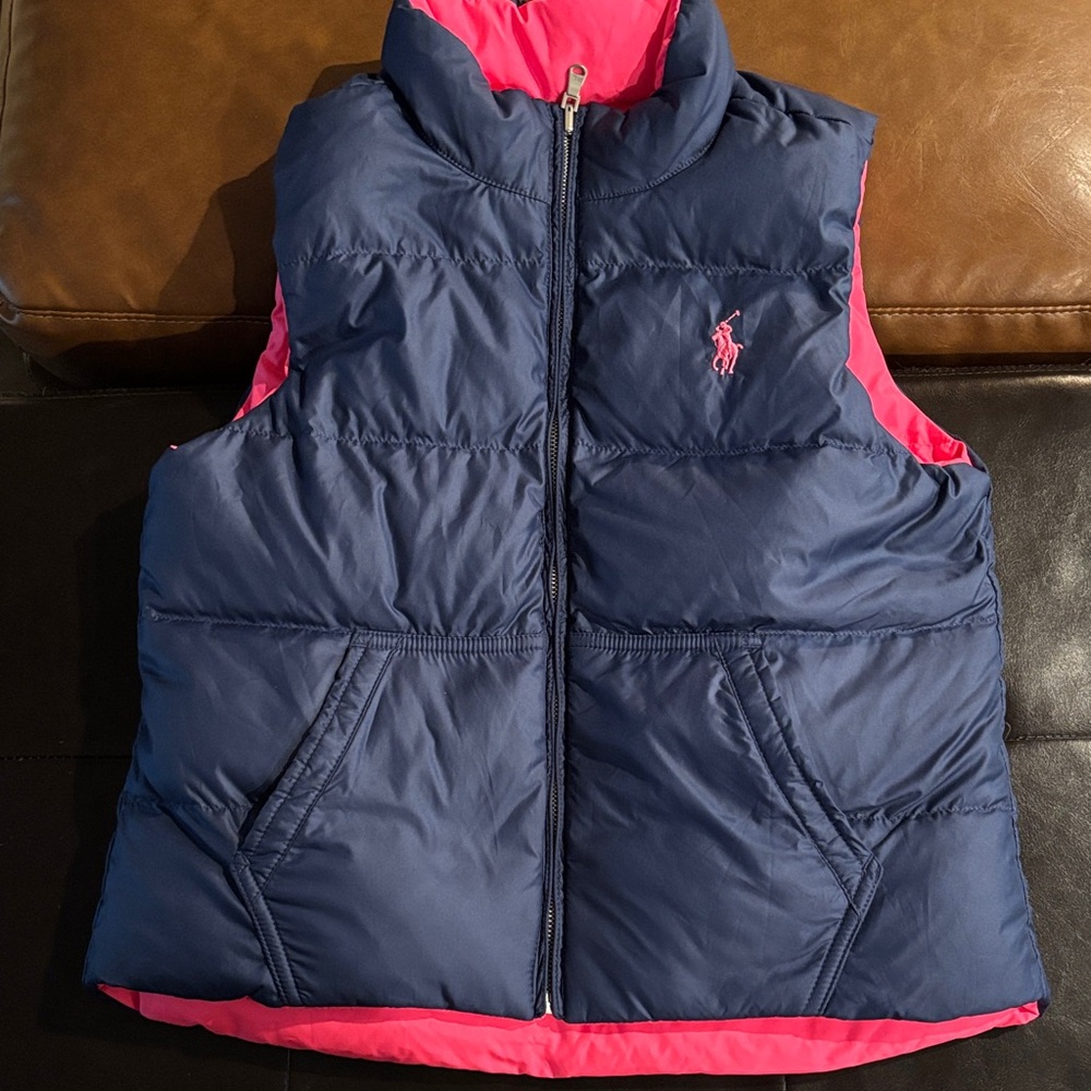 Ralph Lauren Blue and Pink Quilted Vest